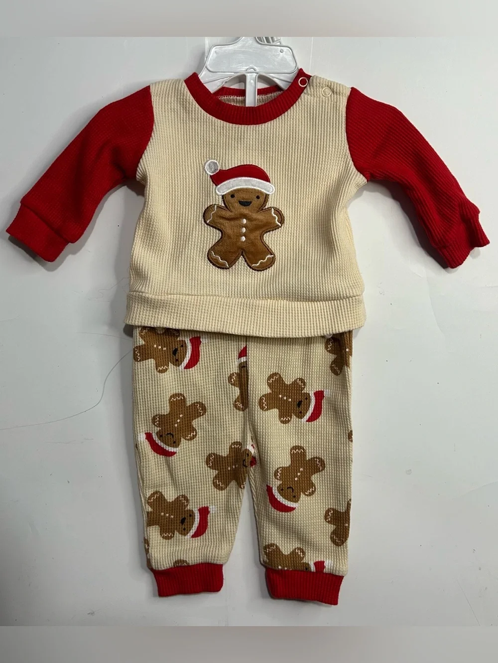 5 for $25🔥Baby Gingerbread Waffle Knit Pajama‎ Set Baby Size 3M